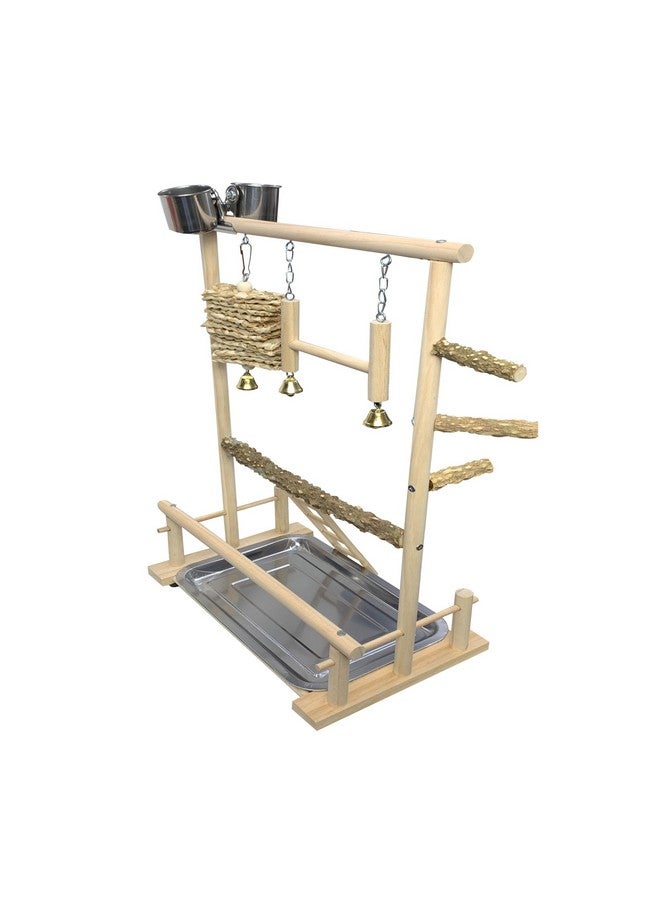 Generic Bird Playground Parrot Perch Stand Toys Wood Birds Play Gym Activity Center Exercise Playpen Ladder Swing with Feeder Cups Chewing Toy Removable Tray for Parakeet Conure Lovebird Cockatiel  - Image 5