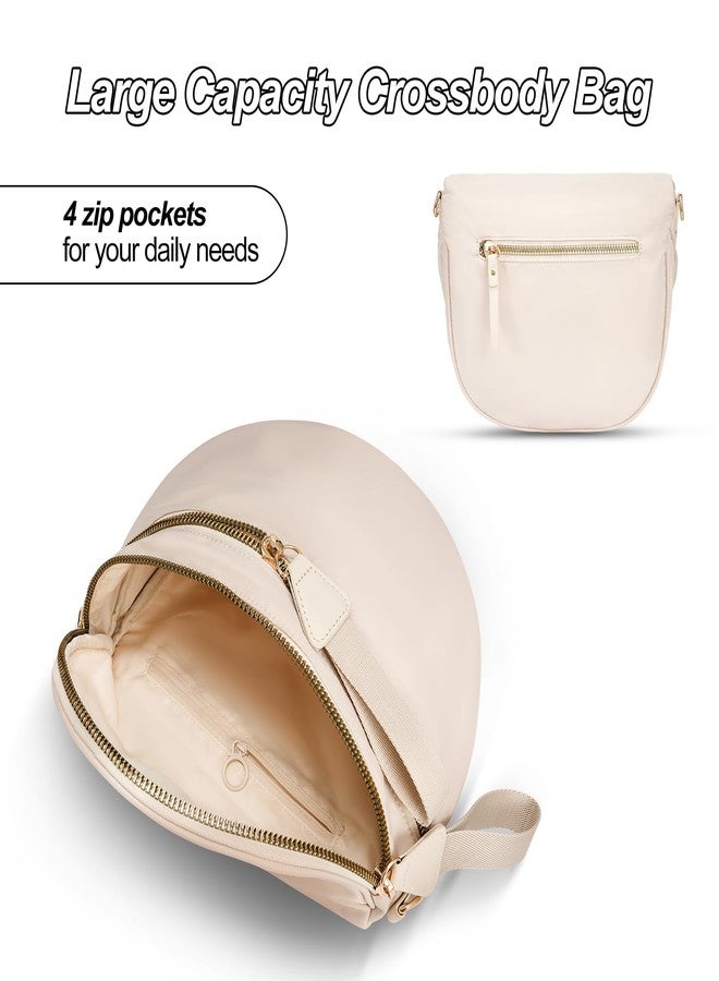 idoltimes Checkered Crossbody Bag,Nylon Bum Bags for Women Crossbody,Spacious Sling Bag Purse Fanny Packs with Shoulder Strap, Pure Beige - Image 5