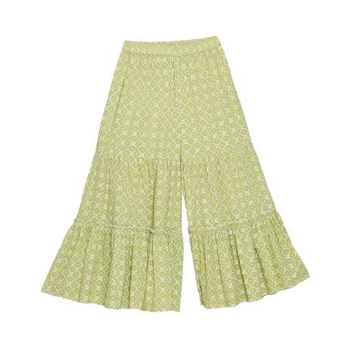 BIBA Girls PRINTED GATHERED KID(KWWHITE BLOOMS5767_GREEN_15) - Image 3