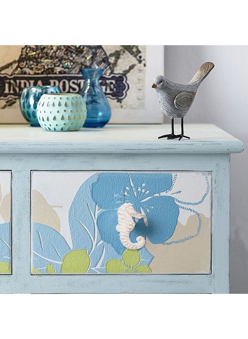 SYOSI Coastal Drawer Pulls, Ocean Seashell Starfish Crab Knobs, Nautical Sea Horse Cast Iron Cabinet Handles, Decorative Vintage Style Hardware for Dresser Cupboard Kitchen Furniture, 4 Pcs White - Image 3