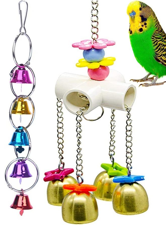 Fejapa Bird Swing Bells Toy with Bell Chewing Hanging Ring Toy Cage Bite for Pet Budgie Parakeet Cockatiel Conure Macaw African Grey Eclectus Cockatoo Finches Lovebird Quaker Parrot Finch Canary - Image 1