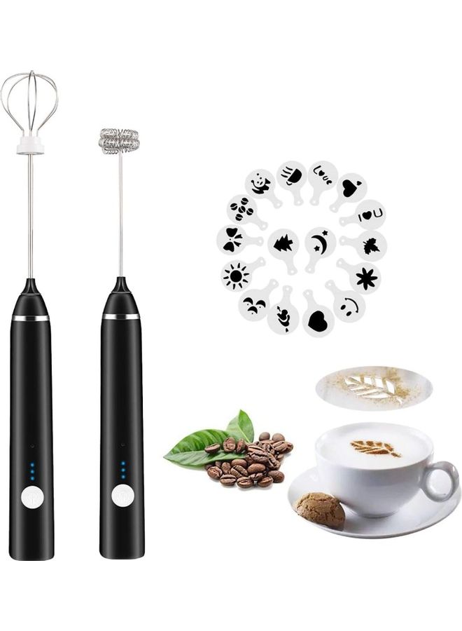 Loquat 2-Piece Milk Frother And Whisk Set Black/Silver - Image 1