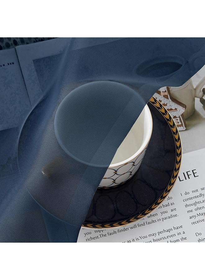 إيروريكس ستائر شفافة باللون الأزرق الداكن مكونة من لوحتين مع جيوب قضيبية ناعمة الملمس لغرفة المعيشة وغرفة النوم 100×250 سم - Image 4