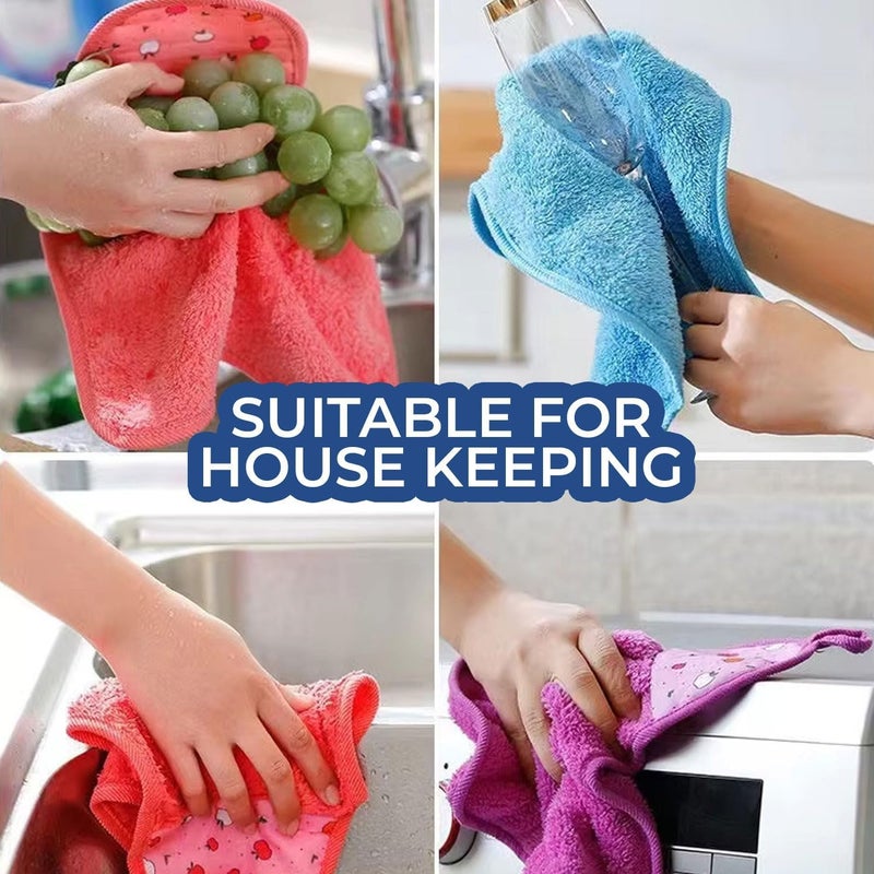 MAXOSHINE Microfiber Wash Basin Hand Towel-Sink Towel with Hanging Loop-Lint Free Super Absorbent Kitchen Napkins (Multicolor Pack of 4) - Image 4