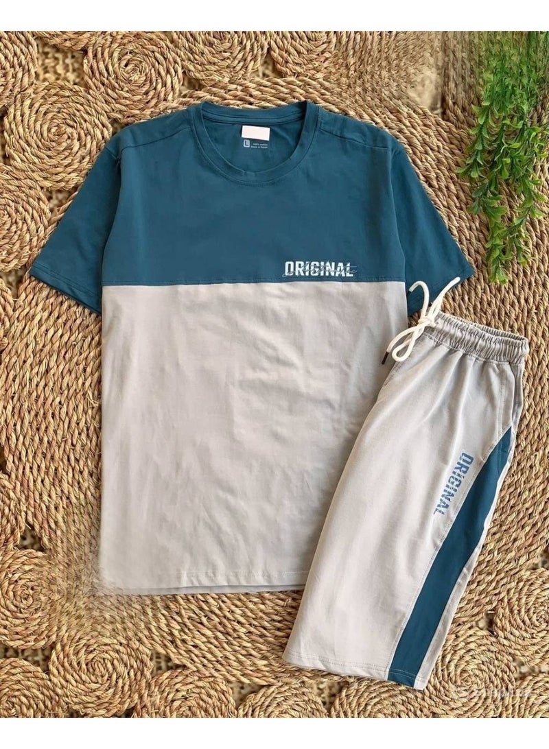 Men's summer tracksuit, 100% pure premium cotton - Casual set, anti-pilling treatment - Stylish summer tracksuit, size 2XL - Image 2