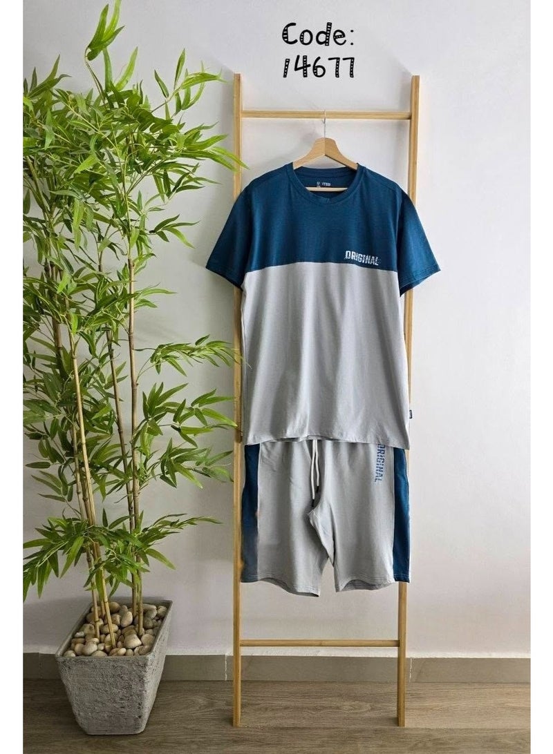 Men's summer tracksuit, 100% pure premium cotton - Casual set, anti-pilling treatment - Stylish summer tracksuit, size 2XL - Image 5