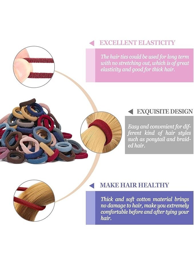 مجموعة توك شعر قطنية للأطفال 100 قطعة، توك شعر مرنة بدون خياطة لتسريحة ذيل الحصان للبنات - Image 5