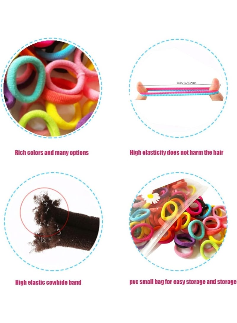 مجموعة توك شعر قطنية للأطفال 100 قطعة، توك شعر مرنة بدون خياطة لتسريحة ذيل الحصان للبنات - Image 4