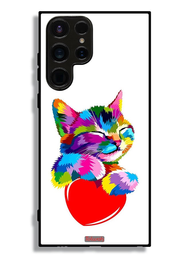 Tolwak Samsung Galaxy S23 Ultra 5G Protective Case Cover Colourful Kitten - Image 3