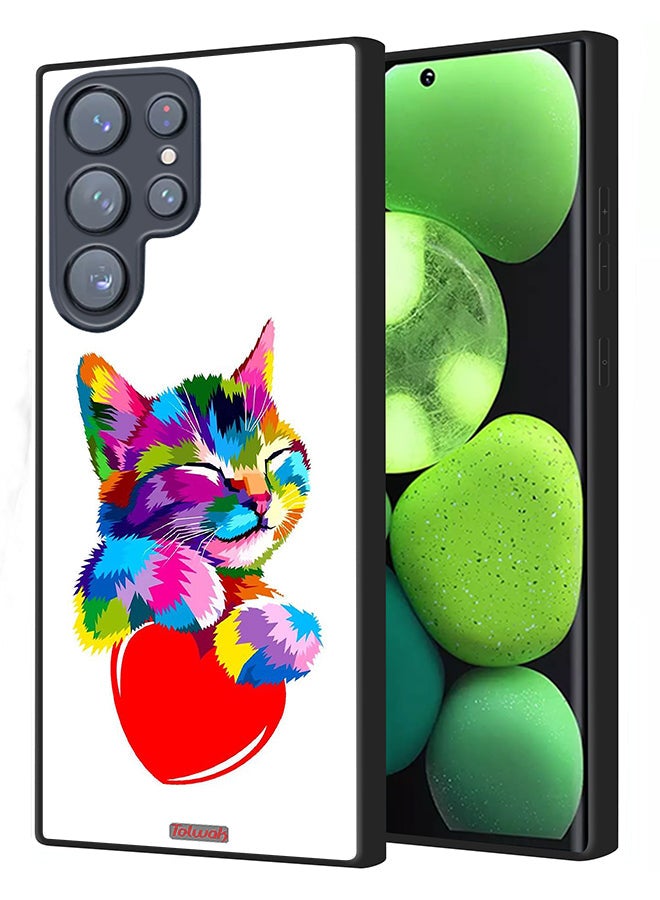Tolwak Samsung Galaxy S23 Ultra 5G Protective Case Cover Colourful Kitten - Image 1