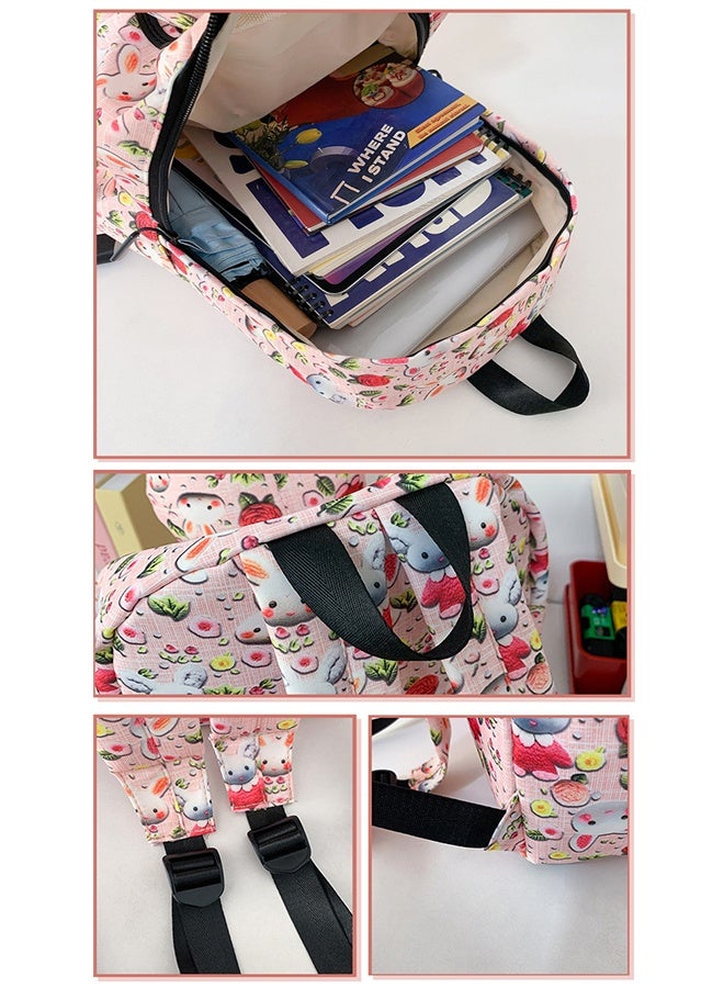 حقيبة ظهر كرتون أرنب بطباعة كرتون ثلاثية الأبعاد، حقيبة قماش لطيفة على شكل أرنب خفيفة الوزن بسعة كبيرة، حقيبة مدرسية كرتونية - Image 4