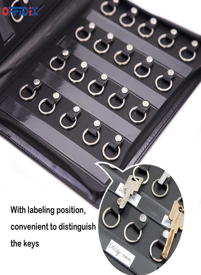OFFIDIX Large Zippered Key Case,Leather Portable Key Cabinet, 40 Key Hooks Key Organizer,Manager & Landlord Key Holder,Suitable for Real Estate Sales,Hotel Executives, Car Service - Image 4