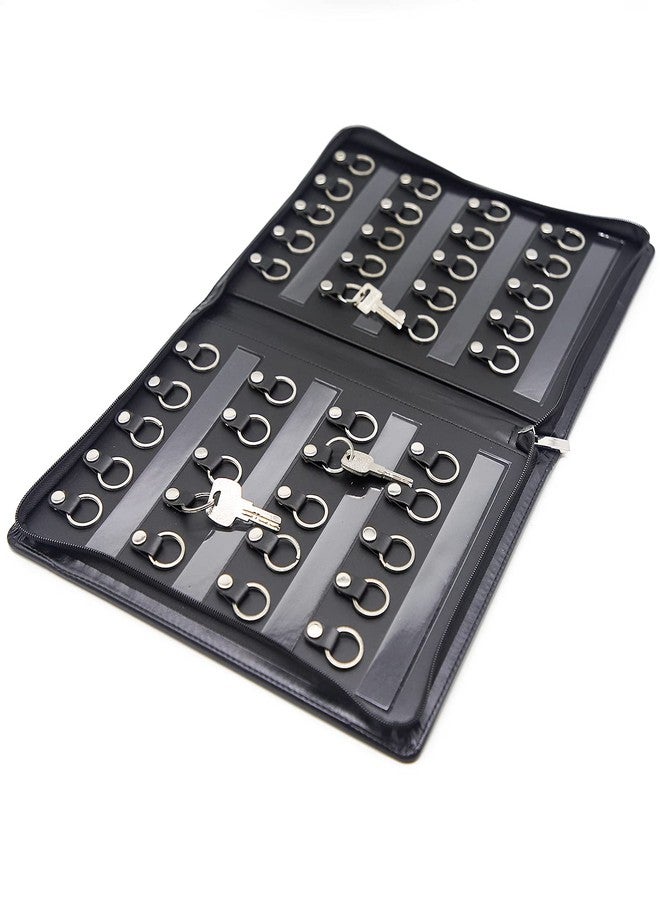 OFFIDIX Large Zippered Key Case,Leather Portable Key Cabinet, 40 Key Hooks Key Organizer,Manager & Landlord Key Holder,Suitable for Real Estate Sales,Hotel Executives, Car Service - Image 1