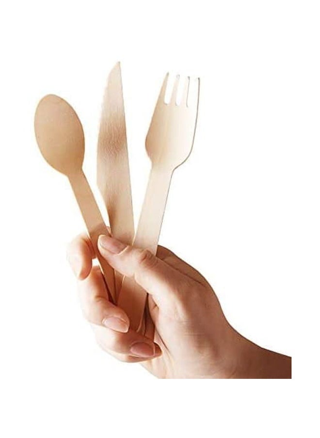 SNH Packing - Wooden Spoon Fork And Knife Cutlery Box Beige 24 Pieces - Image 1
