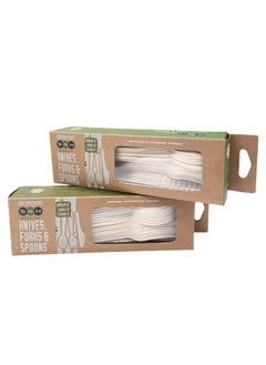 Wooden Spoon Fork And Knife Cutlery Box Beige 24 Pieces