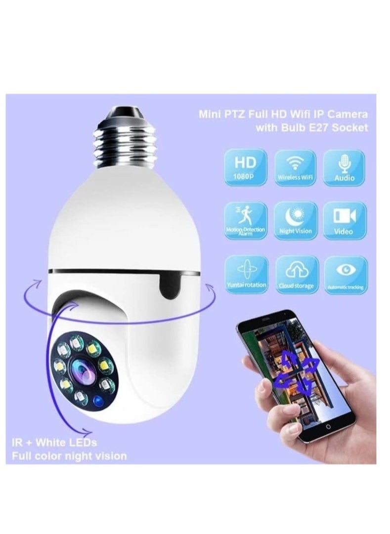 ELTRAZONE 1Pcs Light Bulb Security Camera 2.4GHz & 5G WiFi Outdoor 1080P E27 Light Socket Security Camera Indoor 360° Home Security Cameras Full Color Day and Night - Image 1