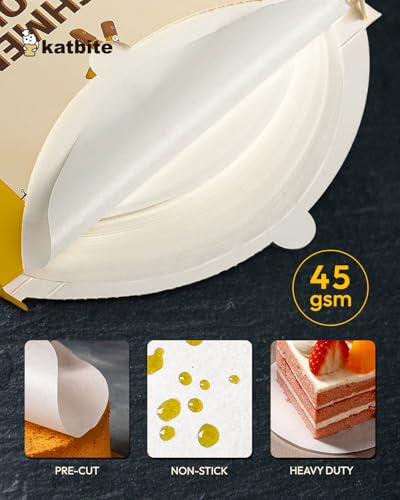 Katbite 7 Inch Round Parchment Paper, 200Pcs Parchment Rounds, Heavy Duty & Non-stick for Cake Baking, Air Fryer Liners, Patty Paper - Image 2