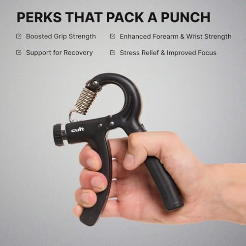 Cult Adjustable Hand Grip Strengthener | Hand Gripper for Men & Women | For Gym Workout | Forearm Exercise | Finger Exercise | Power Gripper | Black - Image 5