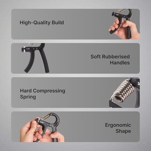 Cult Adjustable Hand Grip Strengthener | Hand Gripper for Men & Women | For Gym Workout | Forearm Exercise | Finger Exercise | Power Gripper | Black - Image 4