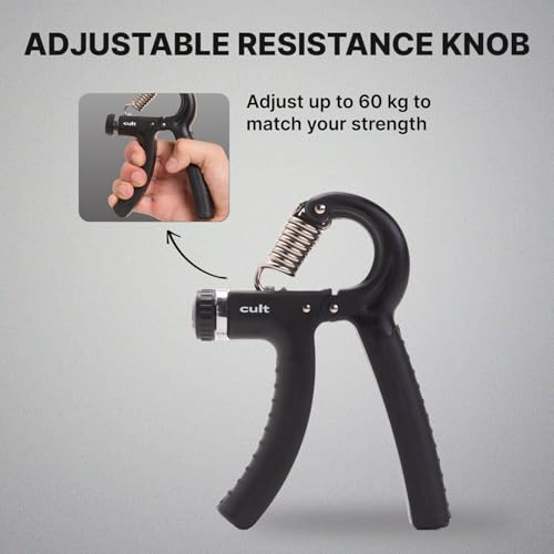 Cult Adjustable Hand Grip Strengthener | Hand Gripper for Men & Women | For Gym Workout | Forearm Exercise | Finger Exercise | Power Gripper | Black - Image 3