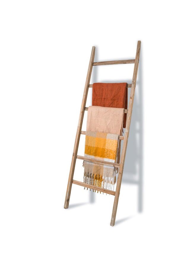 storenization Wide Ladder Shelf, Wooden Blanket Ladder for Living Room, 6-Layer Farmhouse Rustic Towel Rack for Bathroom (24 inch) - Image 1