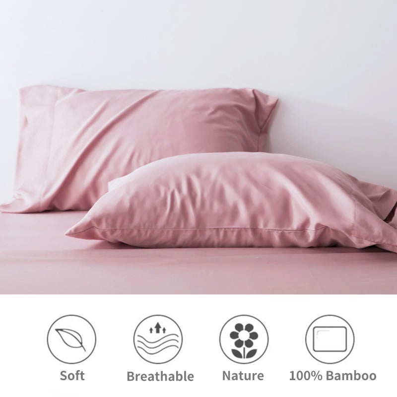 LCBD Cooling Pillow Cases Standard Size Set of 2 - Rayon Derived from Bamboo, Lotus Pink Cooling Pillow Covers for Hot Sleepers, Soft Breathable 20x26 inch Pillowcases with Envelope Closure - Image 3