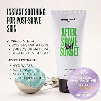 Men Rock After Shave Balm Sorbet for Men Women Fast Absorbing Body Balm for Ingrown Hair Razor Bumps Burns Relief After Shaving Waxing Fresh Melon Scent 100ml - Image 2