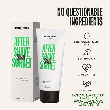 Men Rock After Shave Balm Sorbet for Men Women Fast Absorbing Body Balm for Ingrown Hair Razor Bumps Burns Relief After Shaving Waxing Fresh Melon Scent 100ml - Image 4