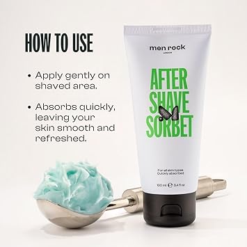 Men Rock After Shave Balm Sorbet for Men Women Fast Absorbing Body Balm for Ingrown Hair Razor Bumps Burns Relief After Shaving Waxing Fresh Melon Scent 100ml - Image 5