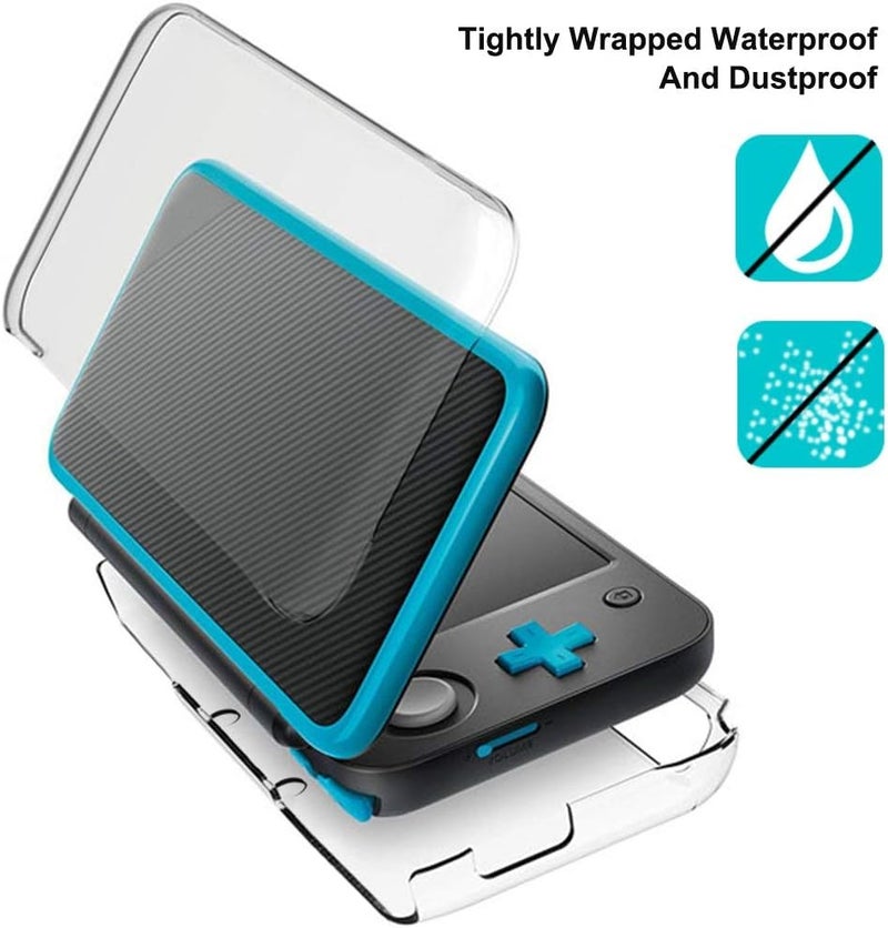 AFUNTA Hard Case Compatible New 2DS XL with 2 Packs Screen Protector, Anti-Scratch Crystal Clear Case, with 4 Pcs Tempered Glass Protective Films for Top and Bottom Screen - Image 2