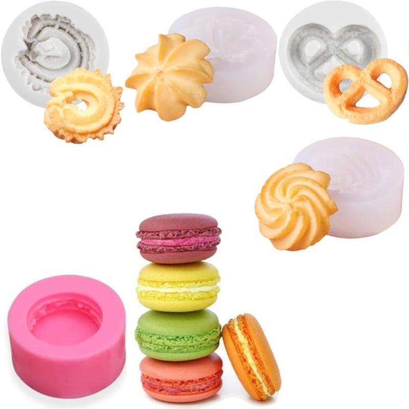 Skytail 5pc Silicone Biscuit Candle Molds Wafer Cookie Shape for Candle Making Cookie Candle Moulds Fondant Biscuit Tray Mini Food Wax Melts Epoxy Resin Casting DIY Cake Decor Candy Cupcake Topper - Image 1