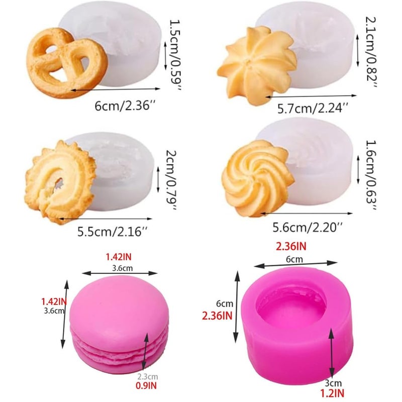Skytail 5pc Silicone Biscuit Candle Molds Wafer Cookie Shape for Candle Making Cookie Candle Moulds Fondant Biscuit Tray Mini Food Wax Melts Epoxy Resin Casting DIY Cake Decor Candy Cupcake Topper - Image 2