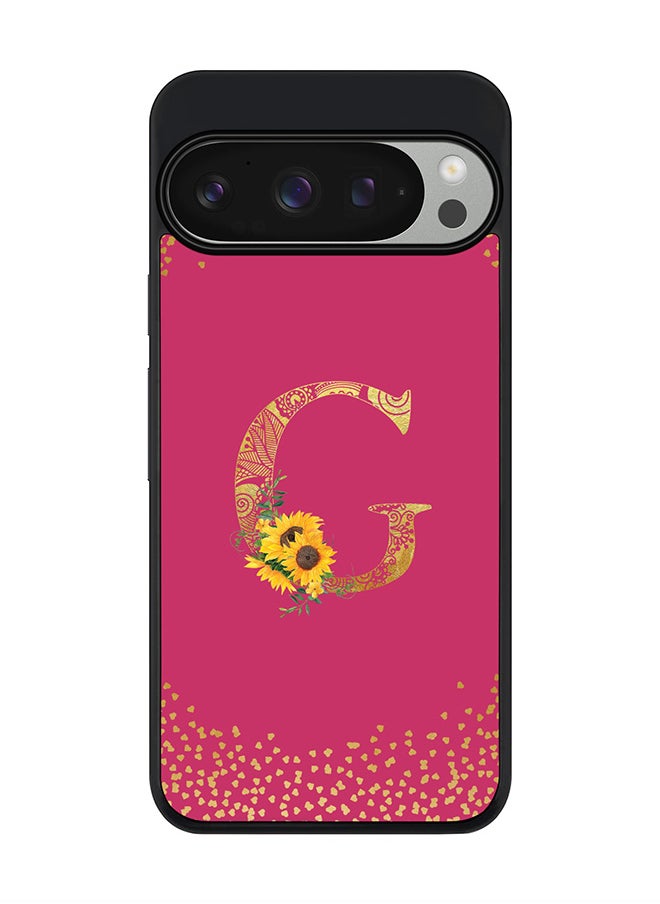 Stylizedd For Google Pixel 9 Pro Case,Slim fit Camera Protection, Shockproof Thin Phone cover - Custom Floral Monogram - G ( Deep Pink )  - Image 1