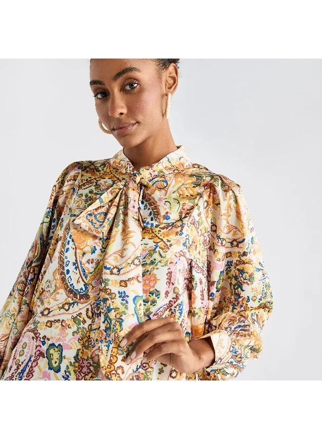 Splash FAV Printed Tie-Neck Dress