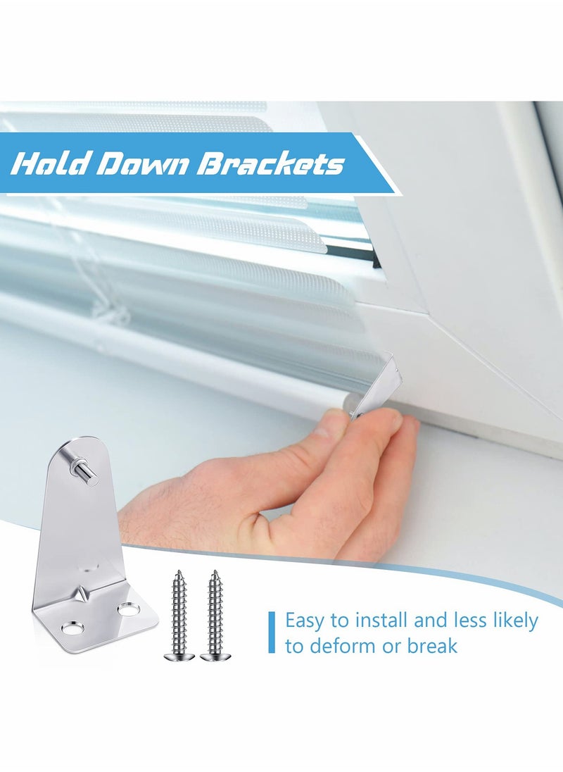 Excefore - 10 Pcs Metal Hold Down Brackets Silver Blinds Brackets Blind Holder Replacements Horizontal Blind Brackets with Screws for Horizontal Blinds Shades Window Doors Home Accessories - Image 1