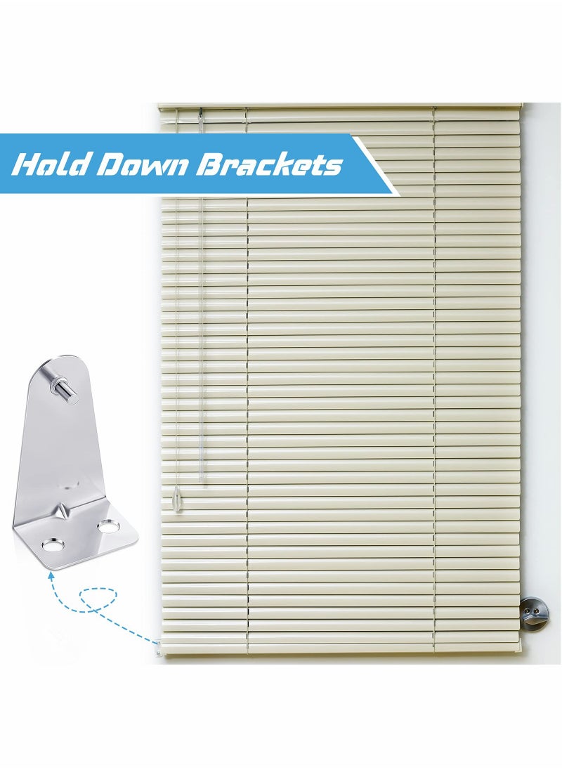 Excefore - 10 Pcs Metal Hold Down Brackets Silver Blinds Brackets Blind Holder Replacements Horizontal Blind Brackets with Screws for Horizontal Blinds Shades Window Doors Home Accessories - Image 1