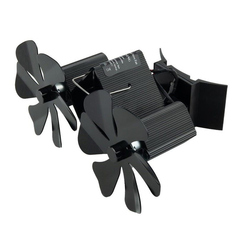 Unpowered Heat Powered Stove Fan Double Head 12 Blades Black Efficient Air Circulation Silent Operation - Image 3