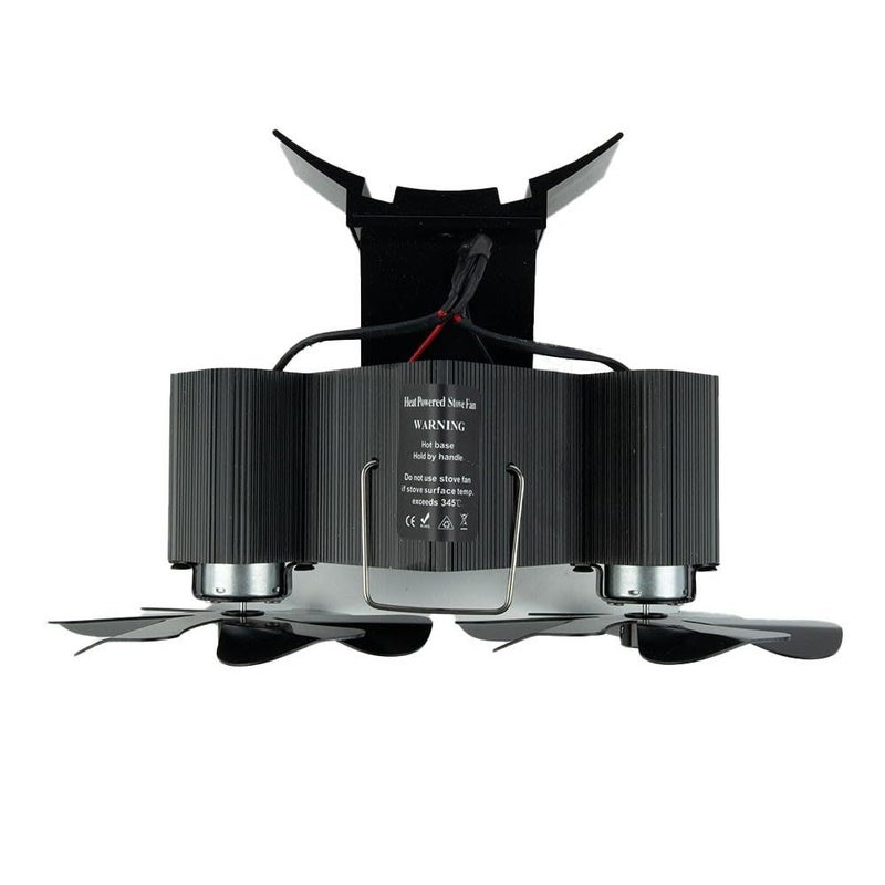 Unpowered Heat Powered Stove Fan Double Head 12 Blades Black Efficient Air Circulation Silent Operation - Image 4
