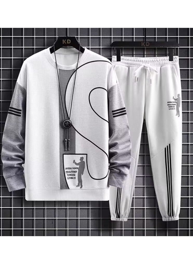 KUYING Autumn New Casual Sports Pants T-shirt Men's Trendy Two-piece Set  - Image 1