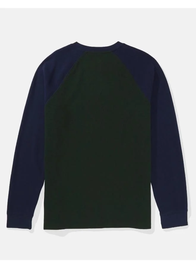 امريكان ايجل AE Long-Sleeve Raglan Logo Graphic Thermal T-Shirt
