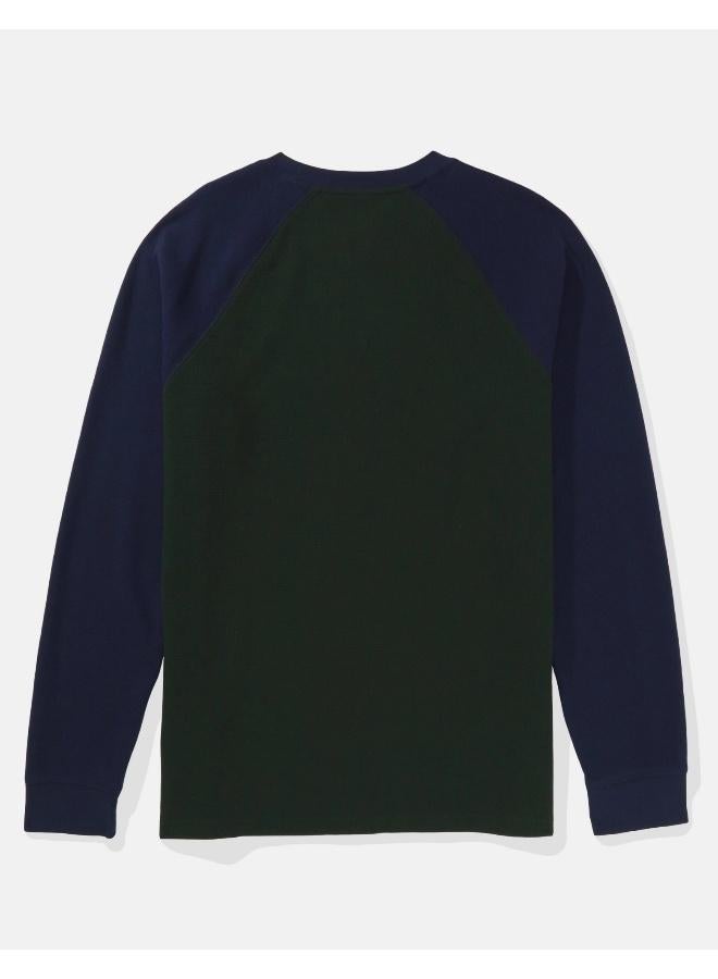American Eagle AE Long-Sleeve Raglan Logo Graphic Thermal T-Shirt  - Image 2