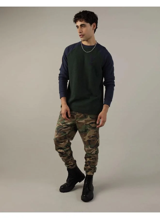 امريكان ايجل AE Long-Sleeve Raglan Logo Graphic Thermal T-Shirt