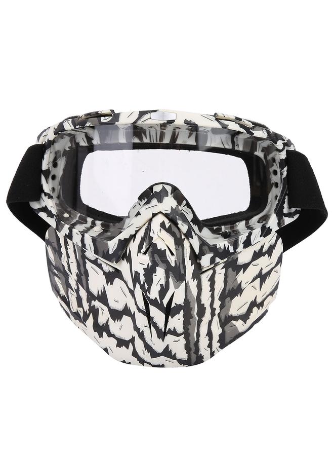 Generic Outdoor Sports Face Mask for Motorcycle Wind-proof Anti-UV Glasses Goggles(Zebra Transparent) - Image 1