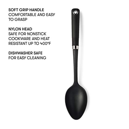 Cooking Light Serving Spoon, Non-Stick Cookware Heat Resistant Kitchen, Dishwasher Safe Nylon Gadget, Black - Image 2