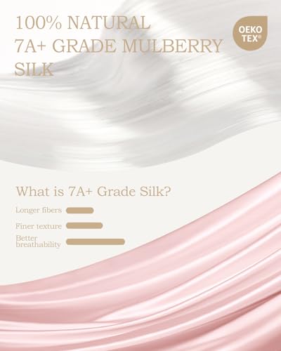 THXSILK 100% Mulberry Silk Sheet Set, 7A+ Silk Sheet Set Soft Breathable, Luxury Bedding (1 Flat Sheet, 1 Fitted Sheet, 2 Pillow Shams) Queen, Charming Pink - Image 2