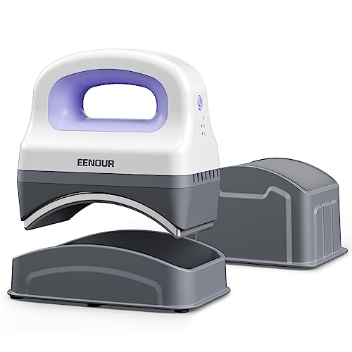 EENOUR Hat Press Machine, Mini Heat Press for Caps with 3 Heating Levels & Auto-Off, Handheld Cap Easy Press with 3"×5.5" Arched Heating Plate, 2 Press Platens, A Safety Base - Image 1