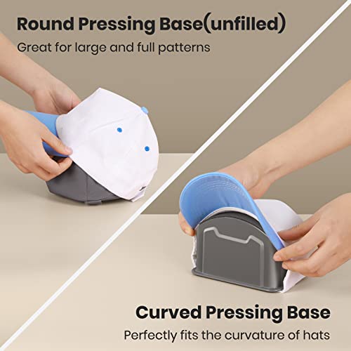 EENOUR Hat Press Machine, Mini Heat Press for Caps with 3 Heating Levels & Auto-Off, Handheld Cap Easy Press with 3"×5.5" Arched Heating Plate, 2 Press Platens, A Safety Base - Image 5