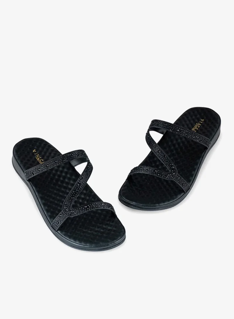 Vincci Black Women Multi Strap Flat Sandals for Women | Best Price UAE