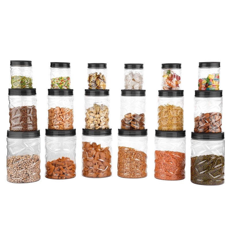 Sky Lexus Celebration 18 Pcs Storage Container Gift Set for Kitchen (300ml x 6 Pcs, 750ml x 6 Pcs, 1400ml x 6 Pcs) (Grey) - Image 3