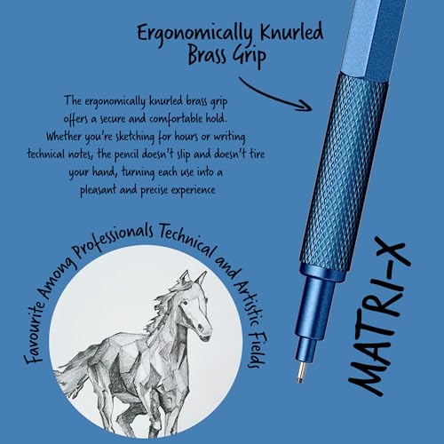 Scrikss 0.7mm Mechanical Clutch Lead Pen Pencil Metallic Blue Body Matri-X Series Eraser Included - Image 3